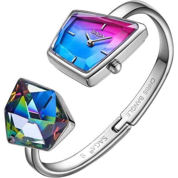 Women\'s Red Blue Cuff Bangle Quartz Watch Shaped Mineral Case Stainless Steel main image 4
